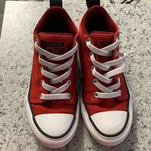 Boys size 12 red/black Hightop converse